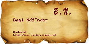 Bagi Nándor névjegykártya
